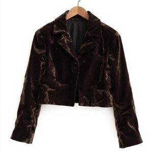 Elegant Women's Velvet Blazer in Deep Brown